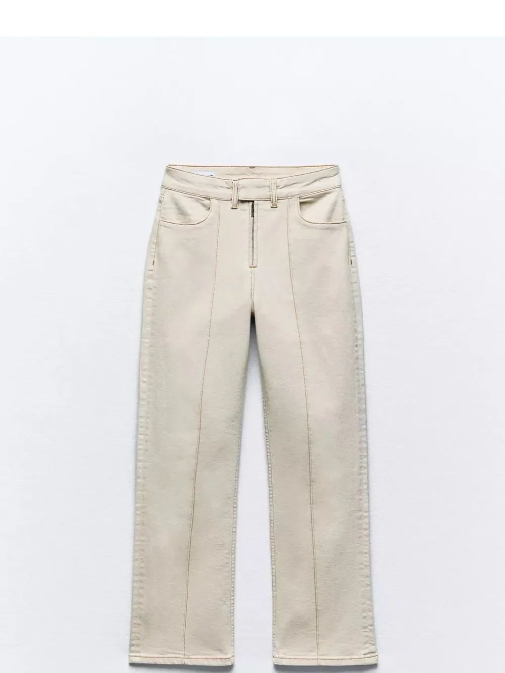 Zara Women’s Straight-Leg Jeans in Cream